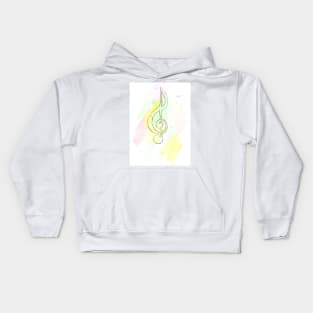 Treble clef, music, fun, funny, musical, art, sketch, watercolor, Kids Hoodie